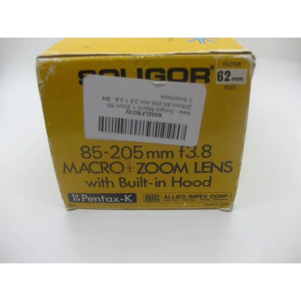 Vintage Soligor MC Macro Zoom 85-205mm Lens f3.8 No.3775036 62mm Fits Minolta-MD